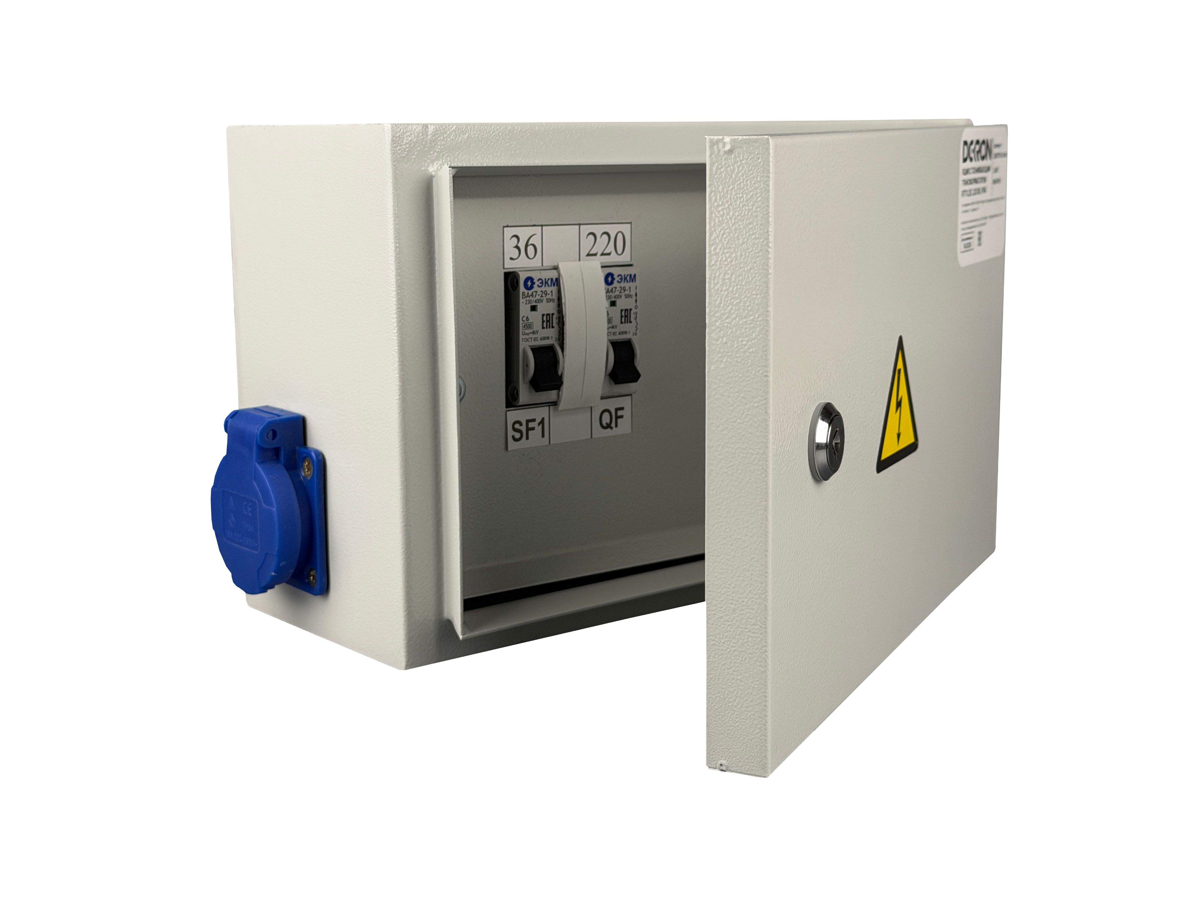 Ящик с понижающим трансформатором ЯТП 0.25 220/36В (2 авт. выкл.) IP54 DEKRON - Фото 2