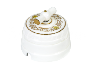 Выключатель ретро поворотный на четыре полож (2-х клавишный, в комплекте с подъемной рамкой D70x GE70401-01EL