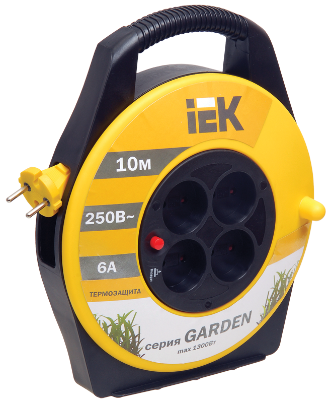 Катушка УК10 4 места без заземления с термозащитой 2х0,75мм2 "Garden" 10м IEK