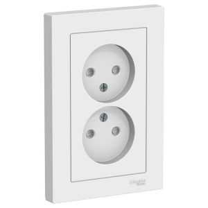 Розетка 2-м СП AtlasDesign 16А IP20 без заземл. защ. шторки в сборе бел. SE ATN000122 ATN000122