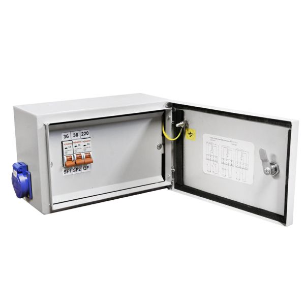 Ящик с понижающим трансформатором ЯТП 0.25 220/36В (3 авт. выкл.) IP54 DEKRON