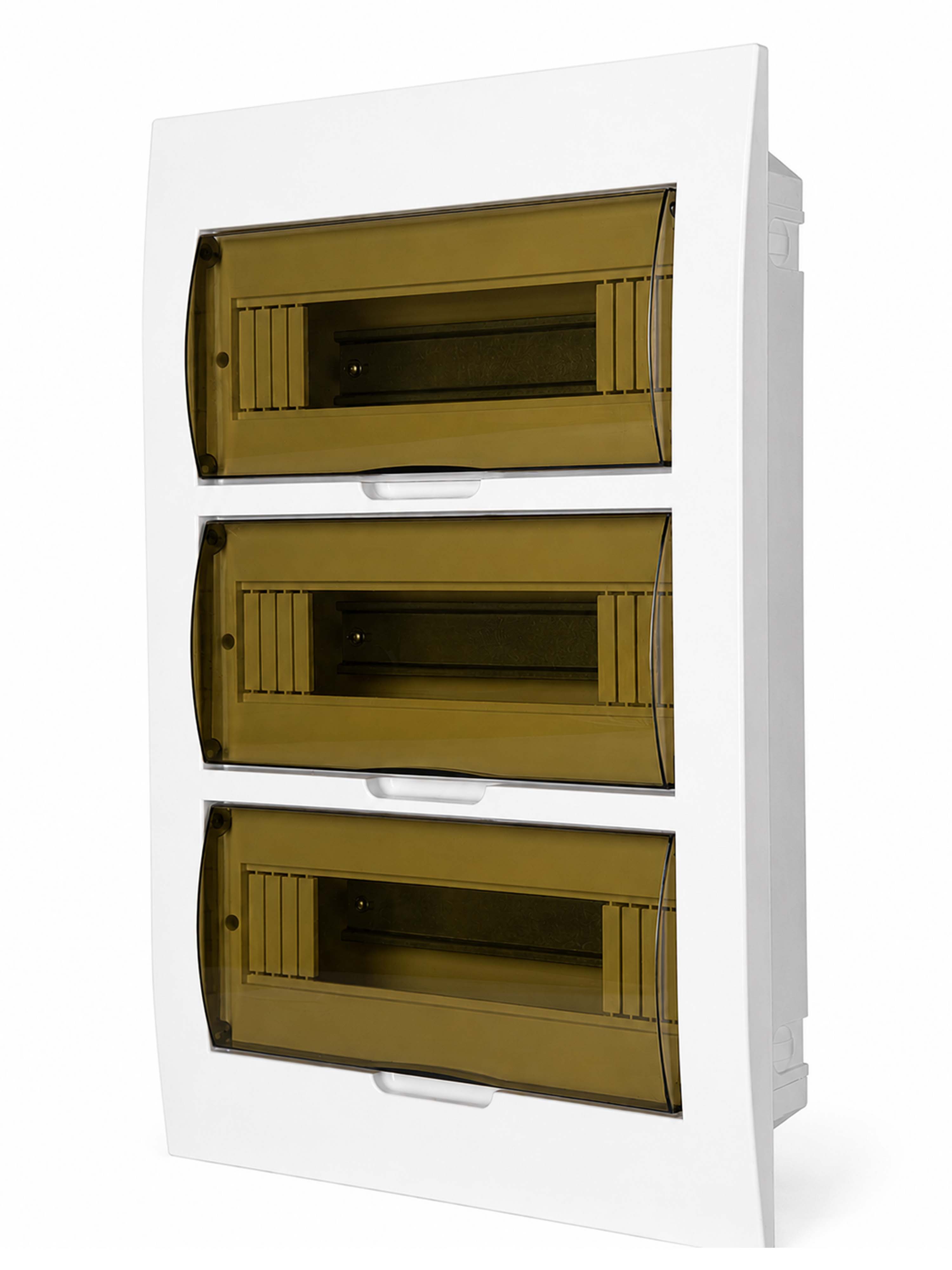 Корпус пластиковый БЕЛЫЙ ЩРВ-П-36, черная прозрачная дверь IP41, DEKRON DEK06103-0042