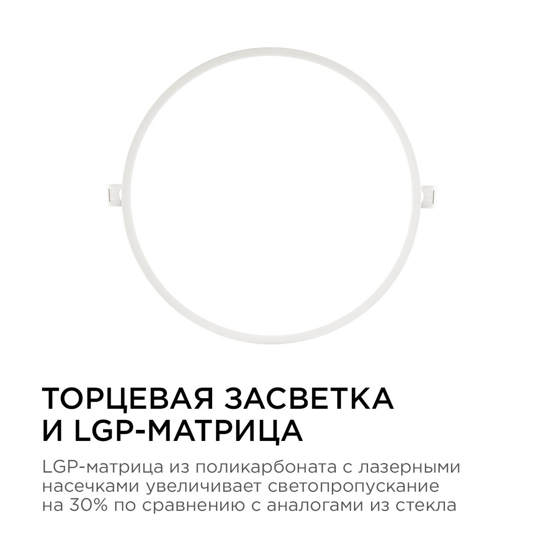 Панель светодиодная встраиваемая круглая 24Вт, 1920Лм, Ф220/208мм, 4500К, Apeyron - Фото 3