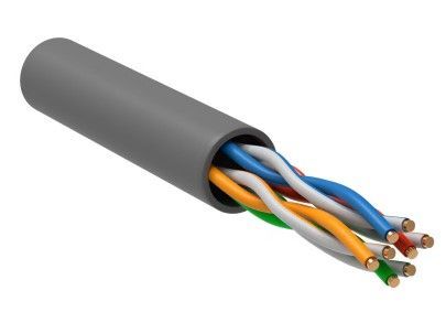 Кабель витая пара UTP CAT 5e, INDOOR, 4x2x24AWG, CCA, серый, 305м DEKRON DEK1301-0001