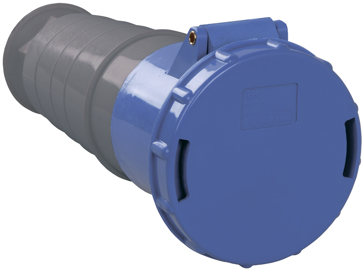 Розетка переносная ССИ-233 2P+PE 63А 200-250В IP54 IEK