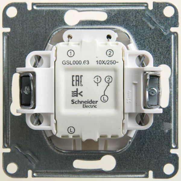Переключатель проходной 1-кл. СП Glossa 10А IP20 (сх. 6а) 10AX механизм с подсветкой перламутр. SE G