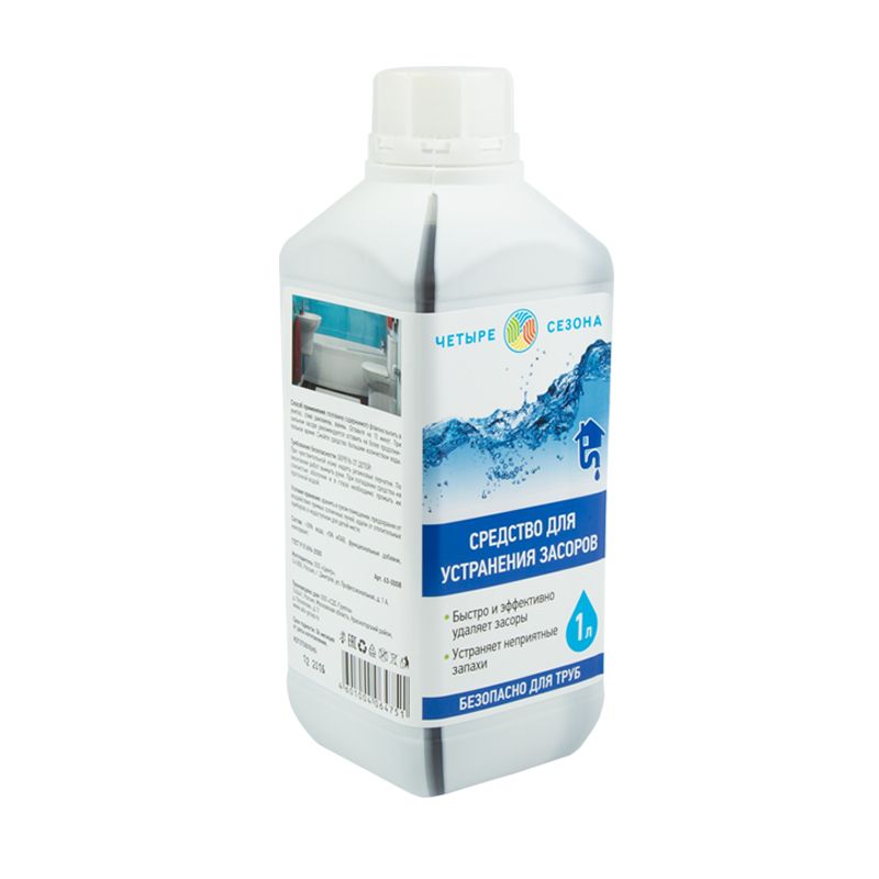 Средство для устранения засоров, 1 литр  ЧЕТЫРЕ СЕЗОНА
