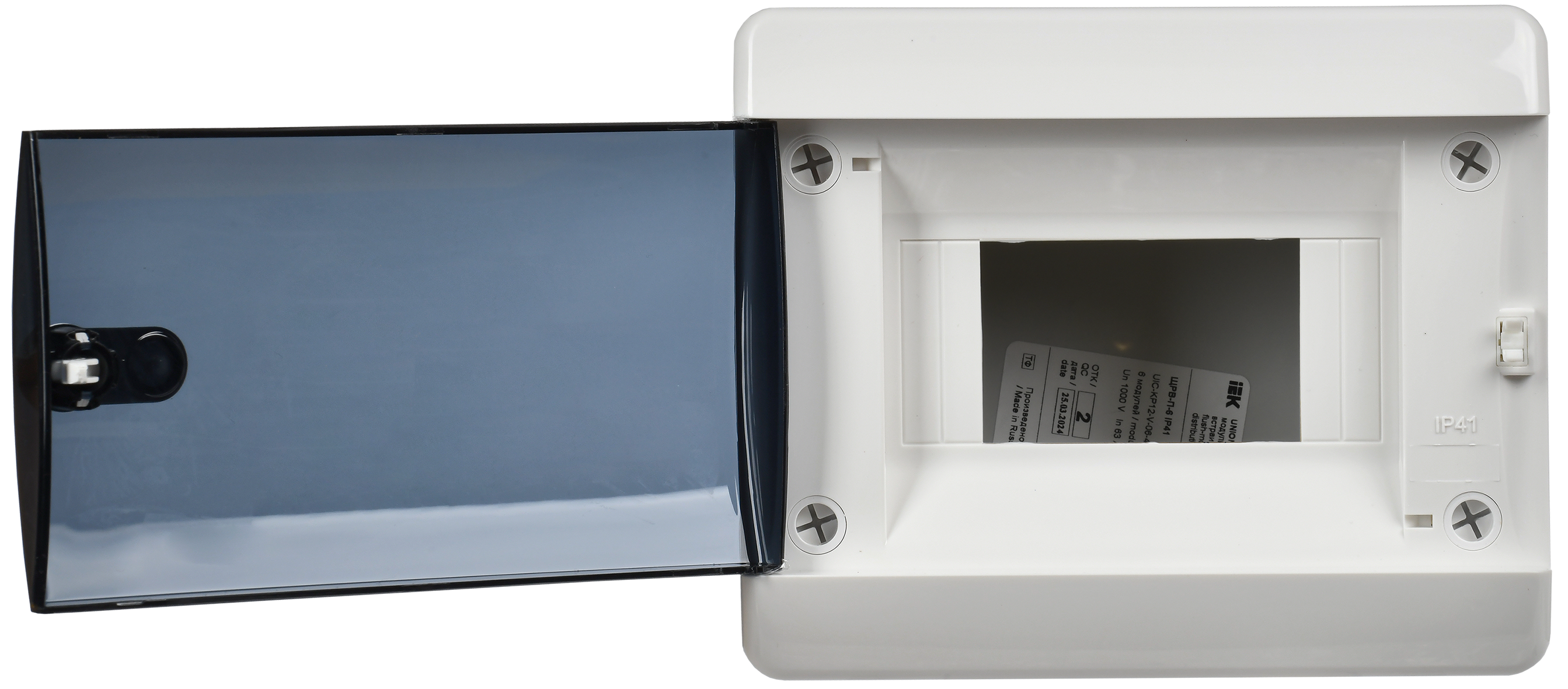 UNION Compact Корпус пластиковый ЩРВ-П-6 IP41 черная прозрачная дверь IEK - Фото 3