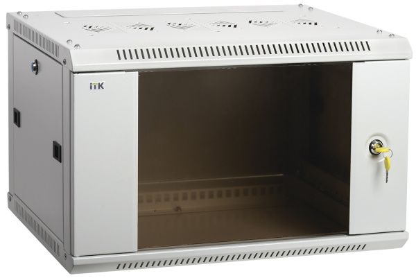 ITK Шкаф настенный LINEA W 18U 600х450мм дверь стекло RAL 7035