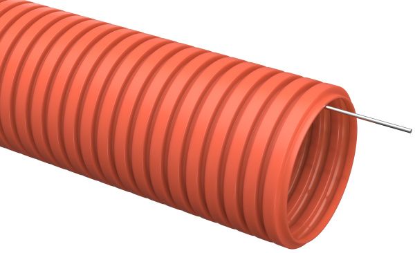 Труба гофрированная ПНД d=20мм с зондом оранжевая (100м) IEK