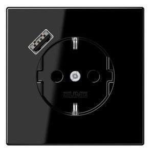 Розетка SCHUKO® 16A с USB-зарядкой тип A 3A - LS (черный)