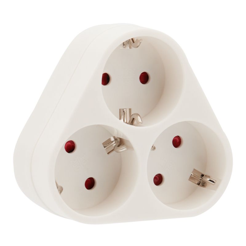 Тройник электрический пирамида 16А с/з белый REXANT