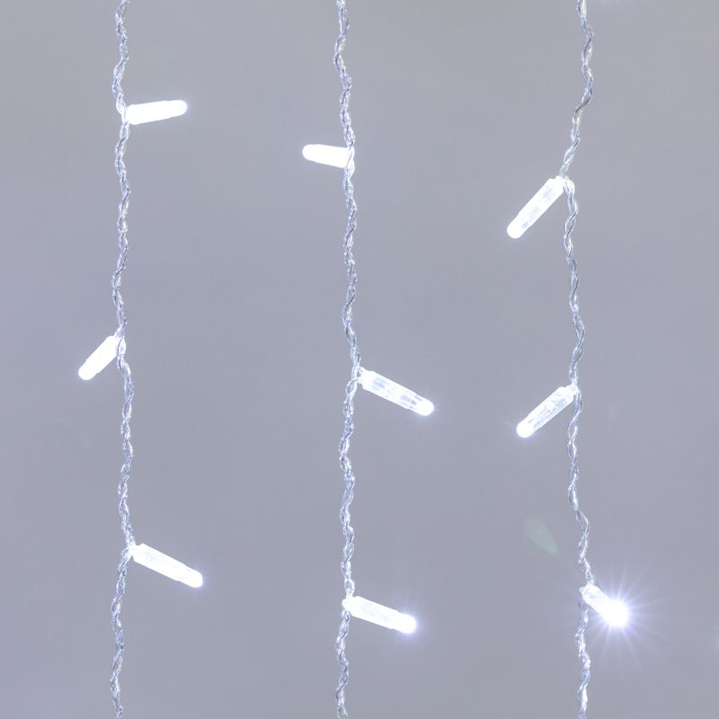 Гирлянда светодиодная Занавес 2x0,8м 160 LED БЕЛЫЙ прозрачный ПВХ IP65 постоянное свечение 230В нужен блок 303-500-1 NEON-NIGHT - Фото 3