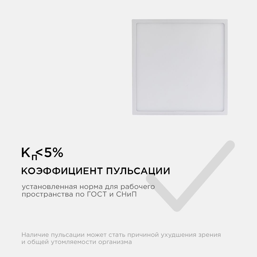 Панель светодиодная накладная квадратная 24Вт, 1920Лм, 220х220мм, 6500К, Apeyron - Фото 11