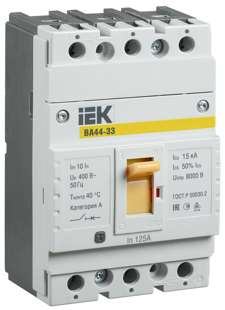 Выключатель автоматический ВА44-33 3Р 125А 15кА IEK SVA4410-3-0125