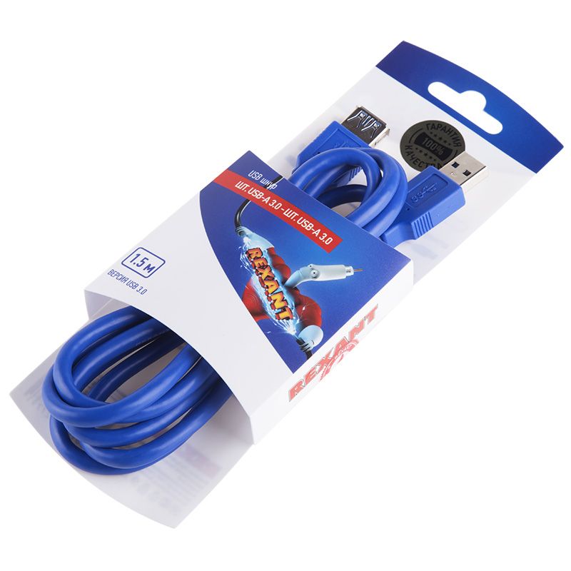 Шнур шт. USB A 3.0 - гн. USB A 3.0   1,5м  REXANT - Фото 2