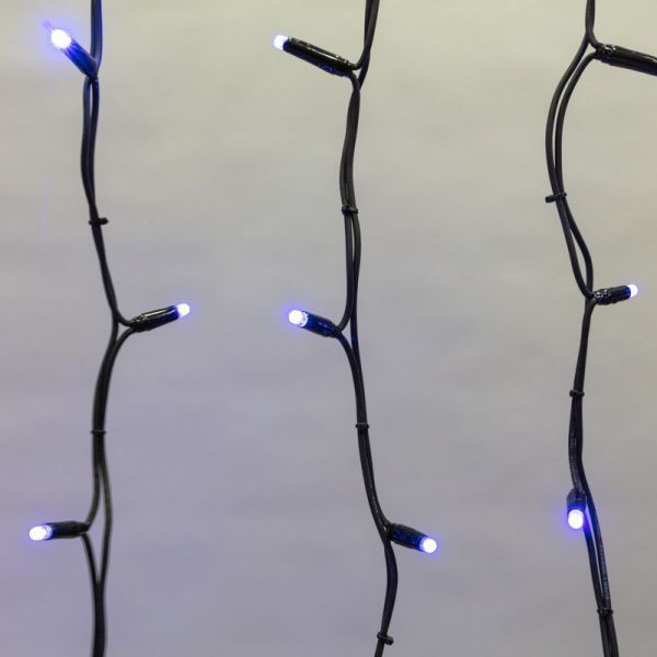 Гирлянда светодиодная Бахрома (Айсикл), 5,6x0,9м, 240 LED СИНИЙ, черный КАУЧУК 3,3мм, P67, постоянно - Фото 4