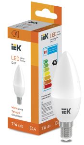 Лампа светодиодная "Свеча-C37" 7 Вт 600lm 3000K E14 IEK