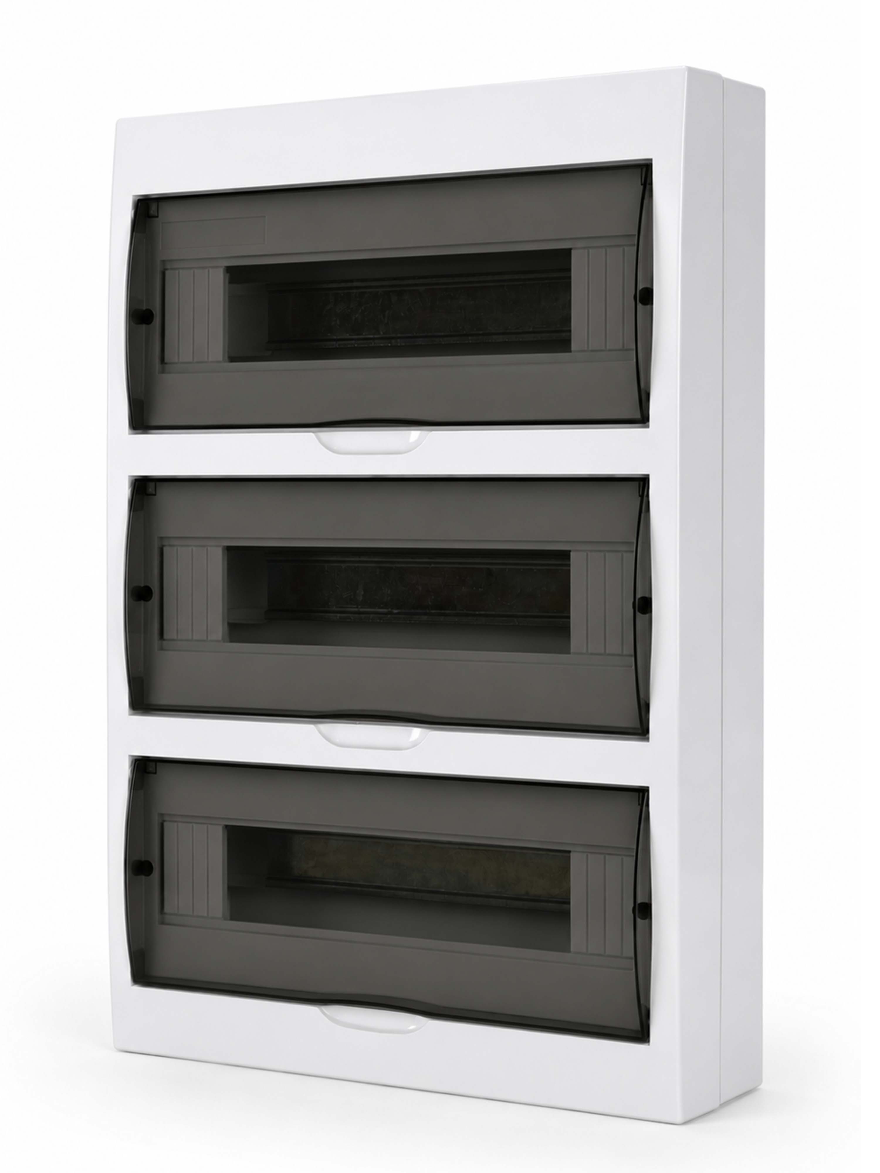 Корпус пластиковый БЕЛЫЙ ЩРН-П-45, черная прозрачная дверь IP41, DEKRON DEK06103-0032