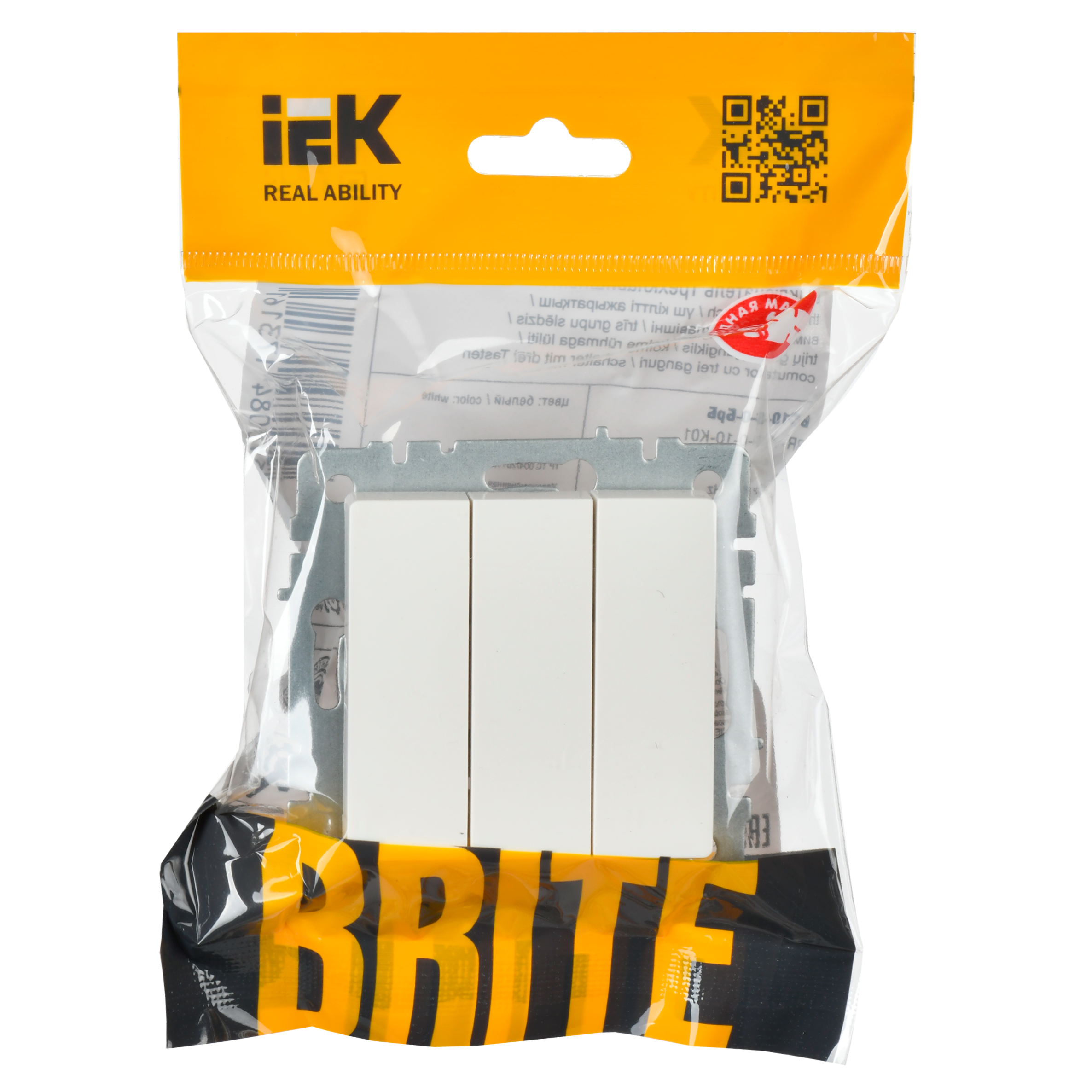 BRITE Выключатель 3-клавишный 10А ВС10-3-0-БрБ белый IEK - Фото 5