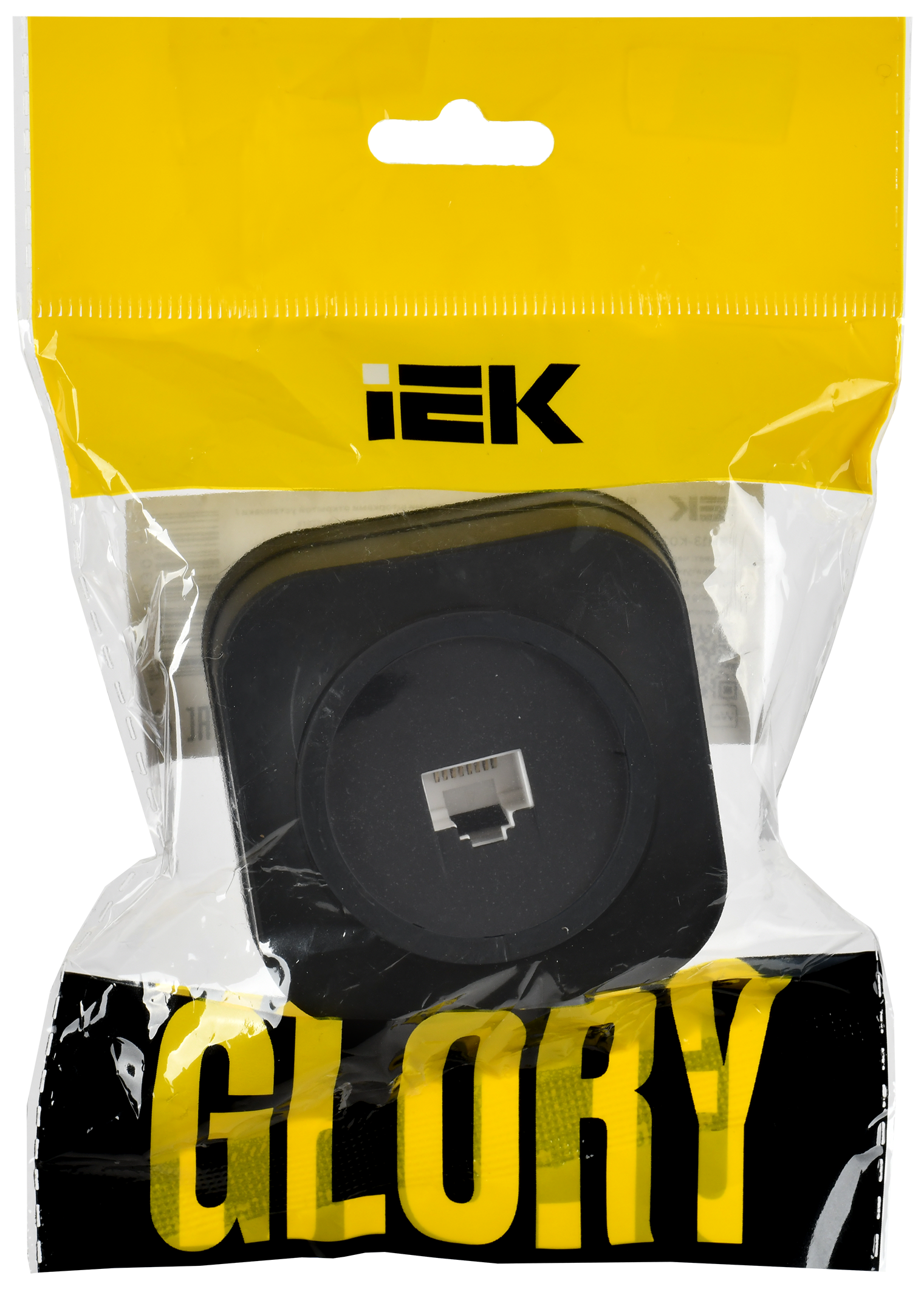 GLORY Розетка для открытой установки компьютерная RJ45 кат.5E РК10-ХЧм черный матовый IEK - Фото 2