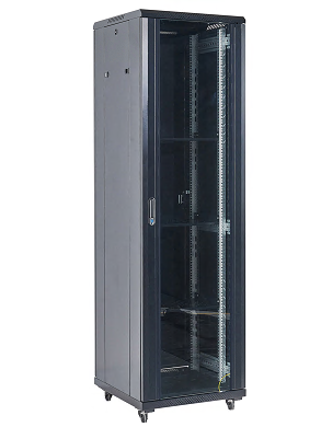 Напольный шкаф 19" 27U 600×600×1387 (ШxГxВ), дверь стекло, металлическая задняя дверь, боковые съемные стенки, RAL 9005 REXANT