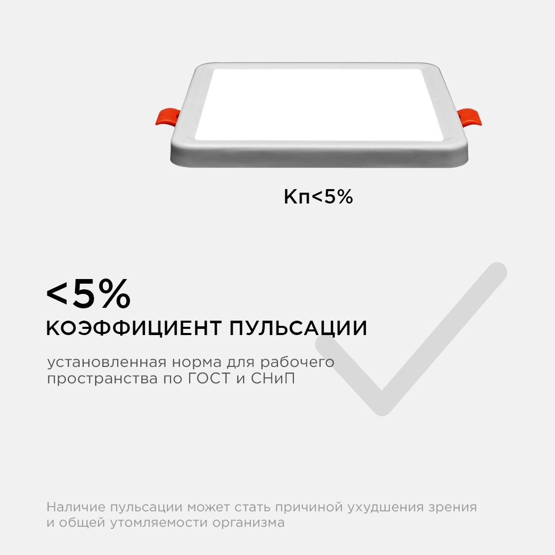 Панель светодиодная встраиваемая квадратная  8Вт, 750Лм, 115х115х20мм, 4500К, Apeyron - Фото 11