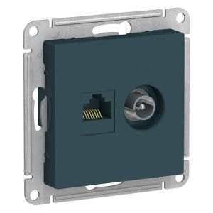 Розетка компьютерная + телевизионная 2-м СП AtlasDesign RJ45 кат.5E + TV механизм изумруд SE ATN000889 1240472