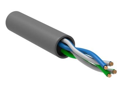 Кабель витая пара UTP CAT 5e, INDOOR, 2x2x24AWG, CCA, серый, 305м DEKRON DEK1301-0002