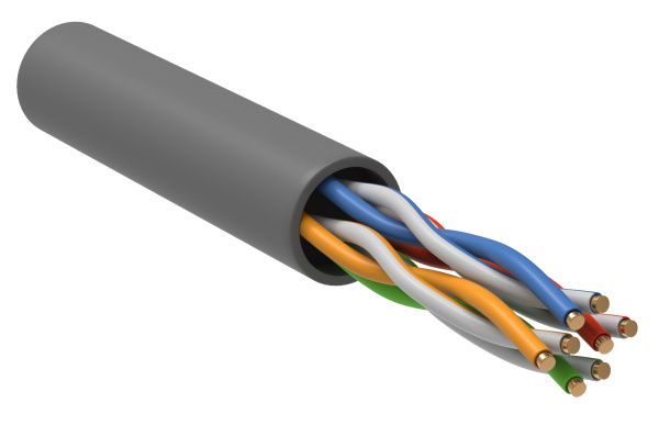 ITK Витая пара U/UTP кат. 5E 4х2х24AWG solid LSZH нг(А)-HF серый (305м) РФ
