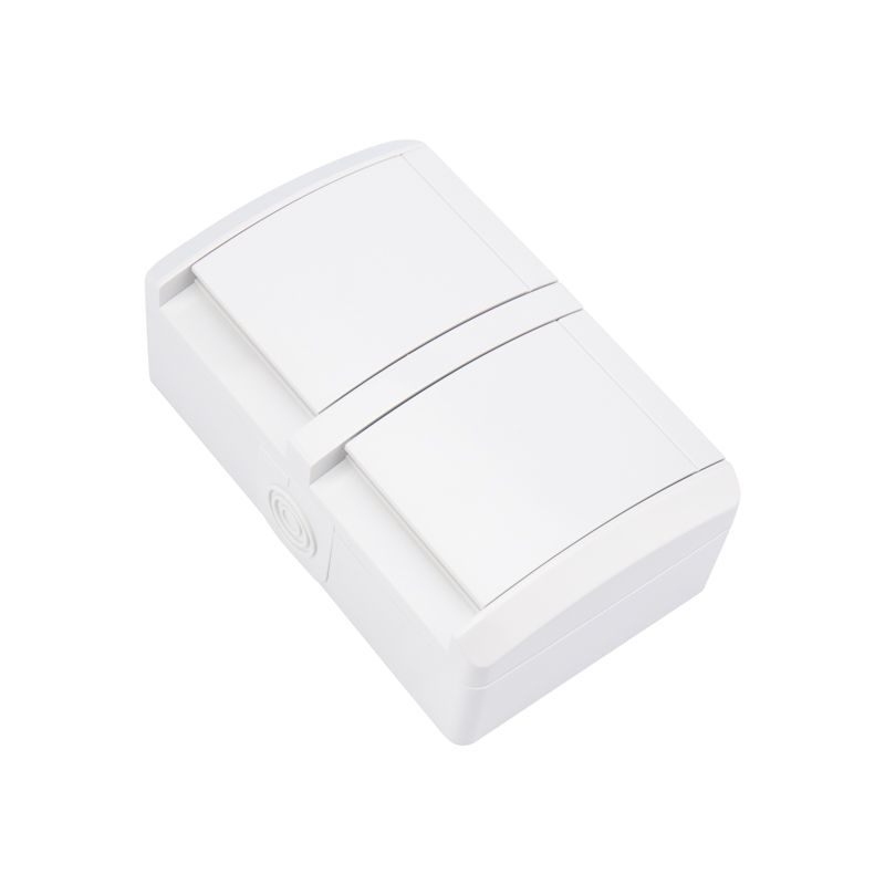 Блок горизонтальный 2 розетки (керамика) INDUSTRIAL IP54 с/з, о/у, белый KRANZ KR-78-0803