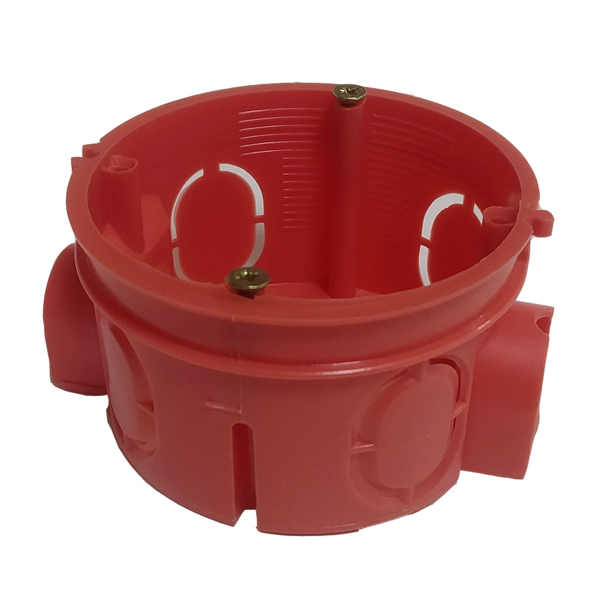 Подрозетник для бетонных стен 68*40 мм блочный с винтами КРАСНЫЙ DEKRON