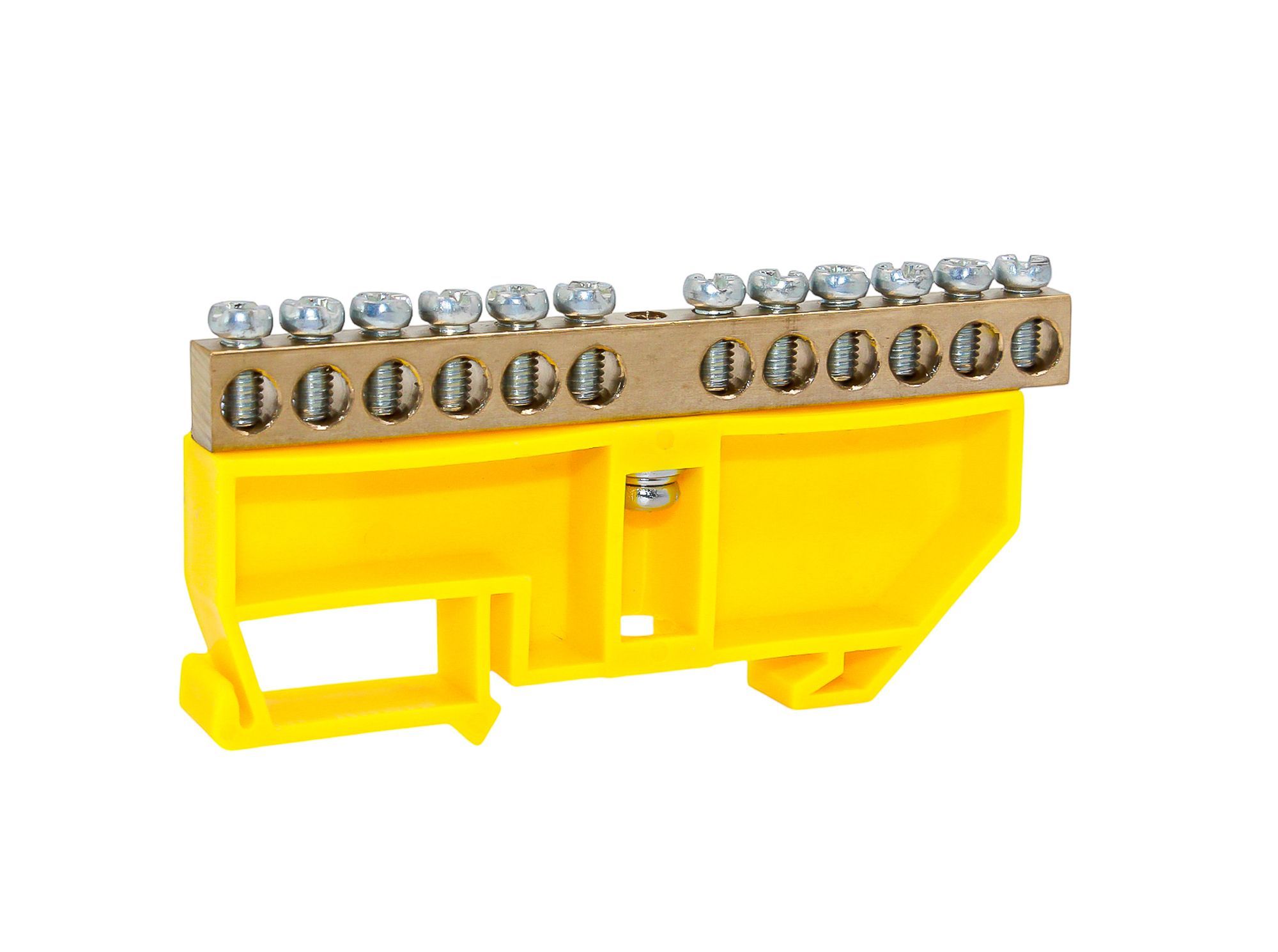 Шина PE "земля" на DIN-изоляторе ЖЕЛТЫЙ 6х9-12 DEKRON AN0803-0016