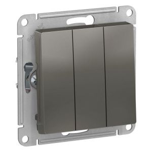 Выключатель 3-кл. СП AtlasDesign 10А IP20 (сх. 1+1+1) 10AX механизм сталь SE ATN000931 ATN000931