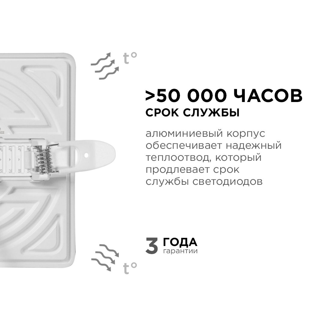 Панель светодиодная встраиваемая безрамочная FLP, 16Вт (12Вт+4Вт), 230В/50Гц, 1360лм, 4000К, IP20, 1 - Фото 10