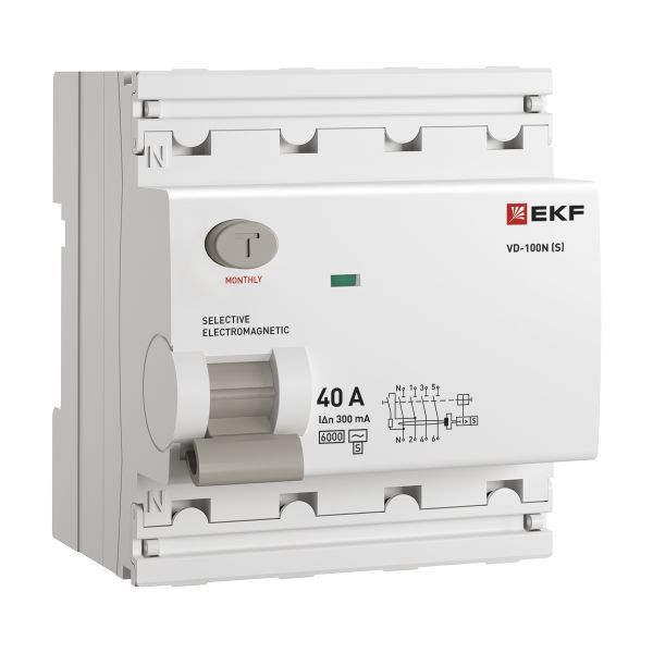 ВДТ ВД-100N (S) 4P 40А 300мА AC эл-мех 6кА PROXIMA EKF