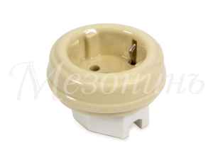 Розетка ретро фарфоровая, двухполюсная, с заземляющим контактом(D70x20,16А, 250В, IP20, без подъем GE70301-02k