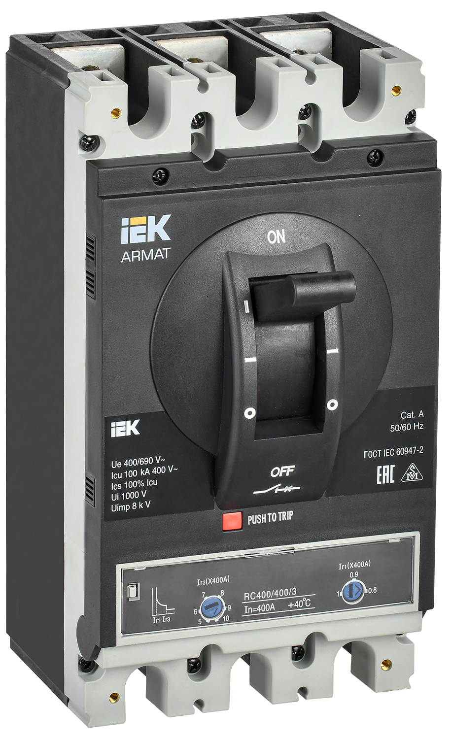 ARMAT Автоматический выключатель в литом корпусе 3P типоразмер I 100кА 400А расцепитель термомагнитный регулируемый IEK