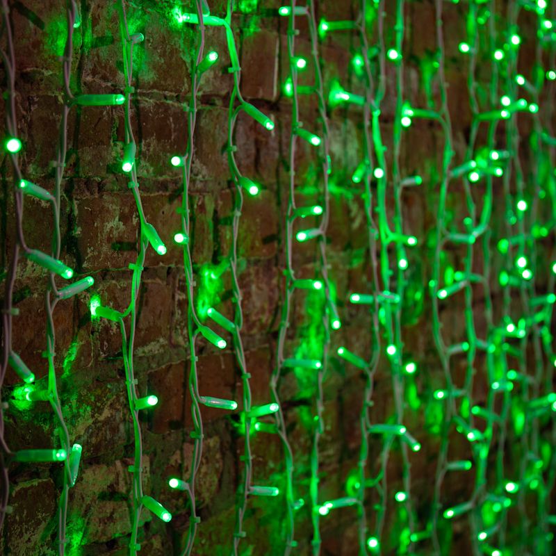 Гирлянда светодиодная Занавес 2х1,5м 360 LED ЗЕЛЕНЫЙ белый КАУЧУК IP67 постоянное свечение 230В блок в комплекте NEON-NIGHT