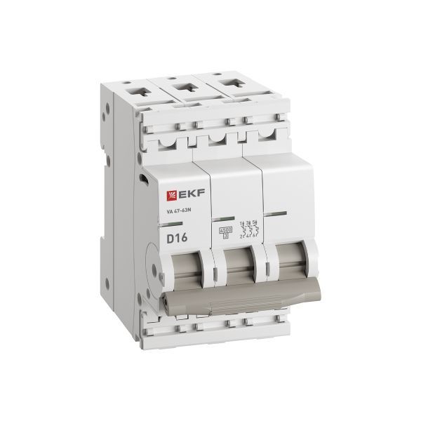 Авт. выкл. 3P 16А (D) 4,5kA ВА 47-63N EKF PROxima - Фото 2