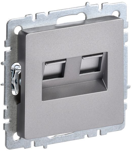 BRITE Розетка компьютерная двойная RJ45 кат.6 РК11-2-БрС сталь IEK BR-K20-2-K46