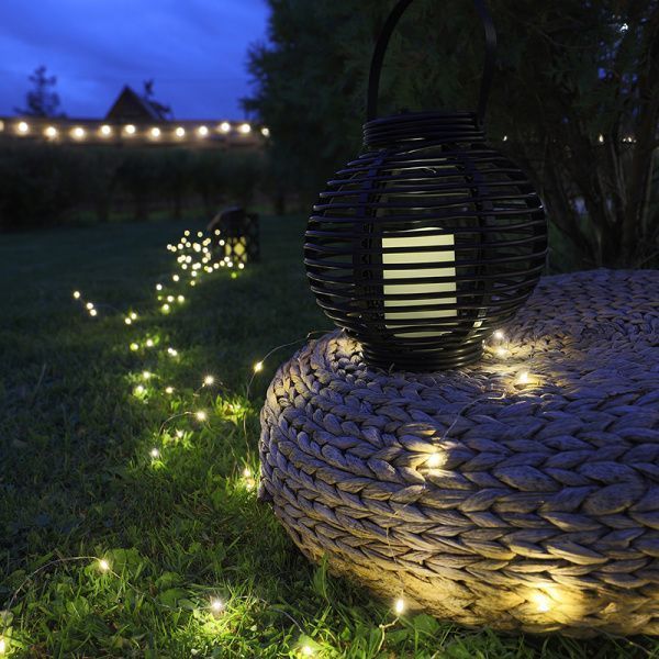 Декоративный фонарь на солнечной батарее 20х20х22 см, черный плетеный корпус, теплый белый цвет свечения NEON-NIGHT - Фото 2