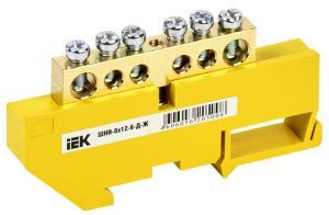 Шина PE "земля" на DIN-изол ШНИ-8х12-6-Д-Ж IEK YNN10-812-6D-K05