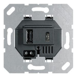USB зарядное устройство 3A тип (A+C) - (черный)