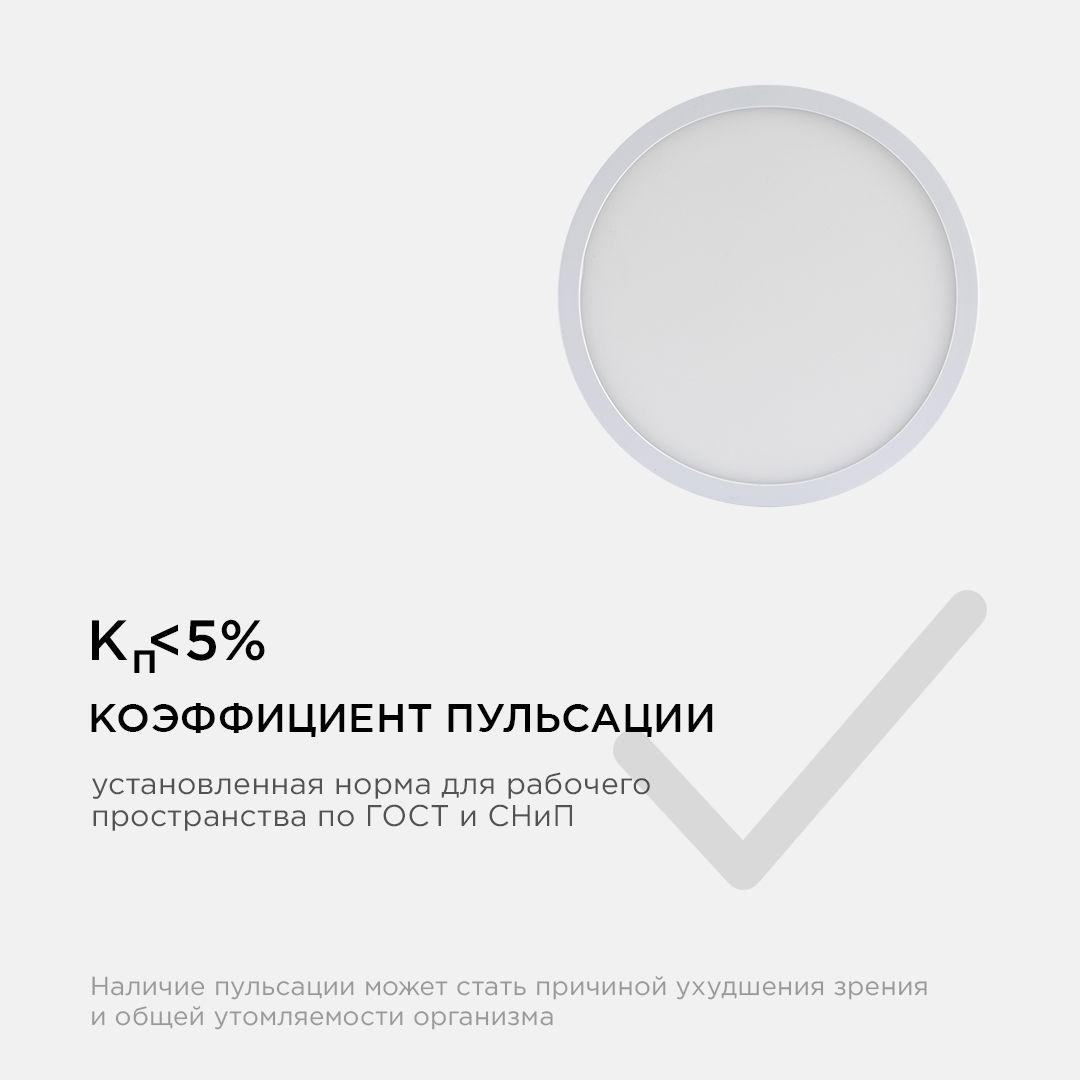 Панель светодиодная накладная круглая 15Вт, 1200Лм, Ф145мм, 6500К, Apeyron - Фото 11