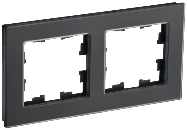 BRITE Рамка 2-местная РУ-2-2-Бр стекло черный матовый IEK BR-M22-G-31-K02