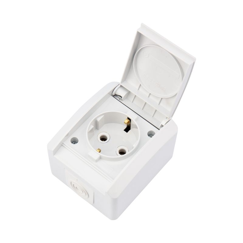 Розетка одноместная INDUSTRIAL IP54 с/з, о/у, белая KRANZ - Фото 2