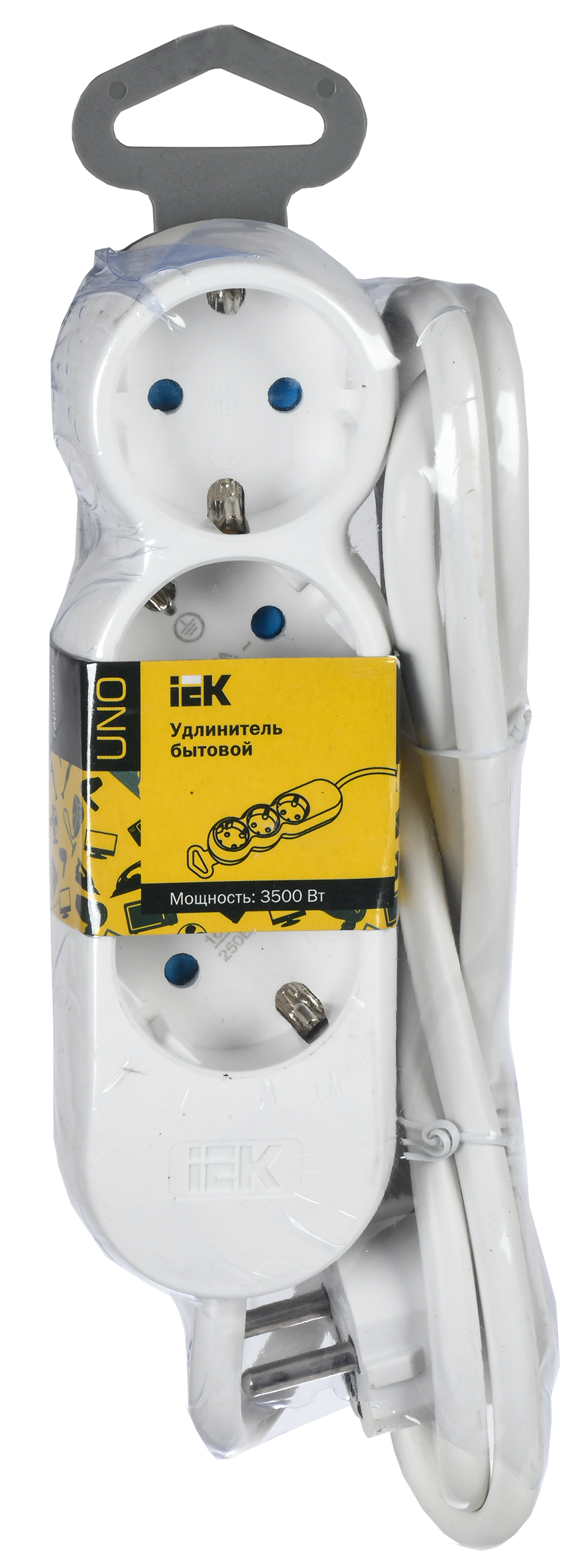 Удлинитель У03 3 места с заземлением 3м 3х1,5мм2 16А/250В UNO IEK - Фото 2