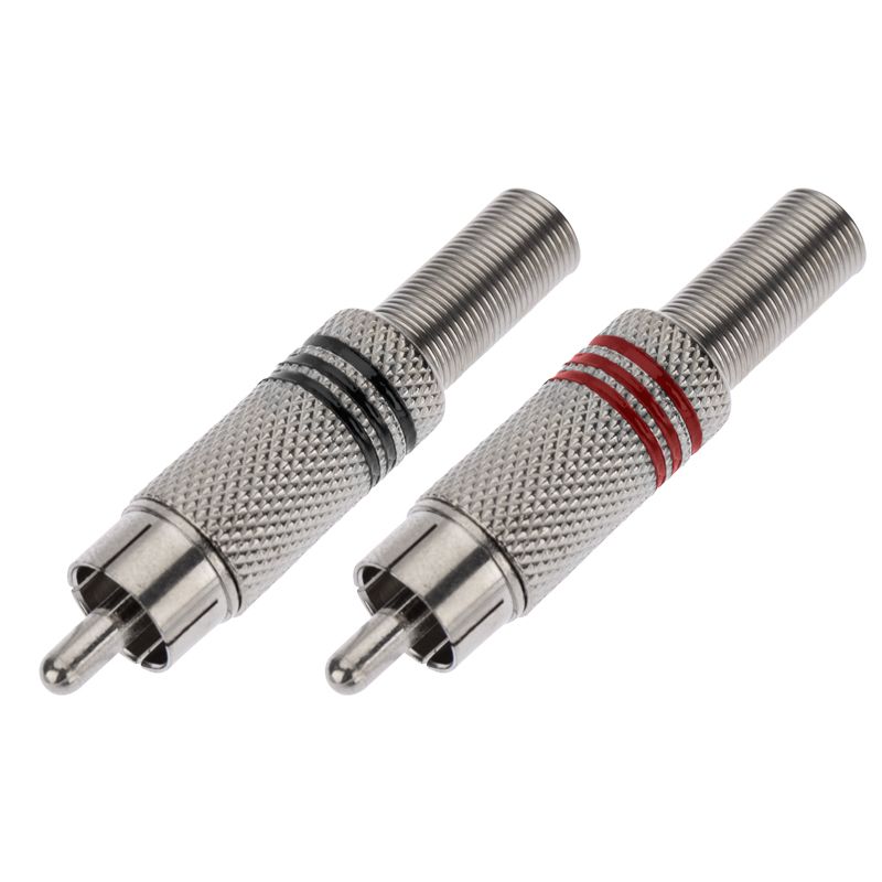 Разъем штекер RCA металл под винт черный/красный REXANT 14-0410