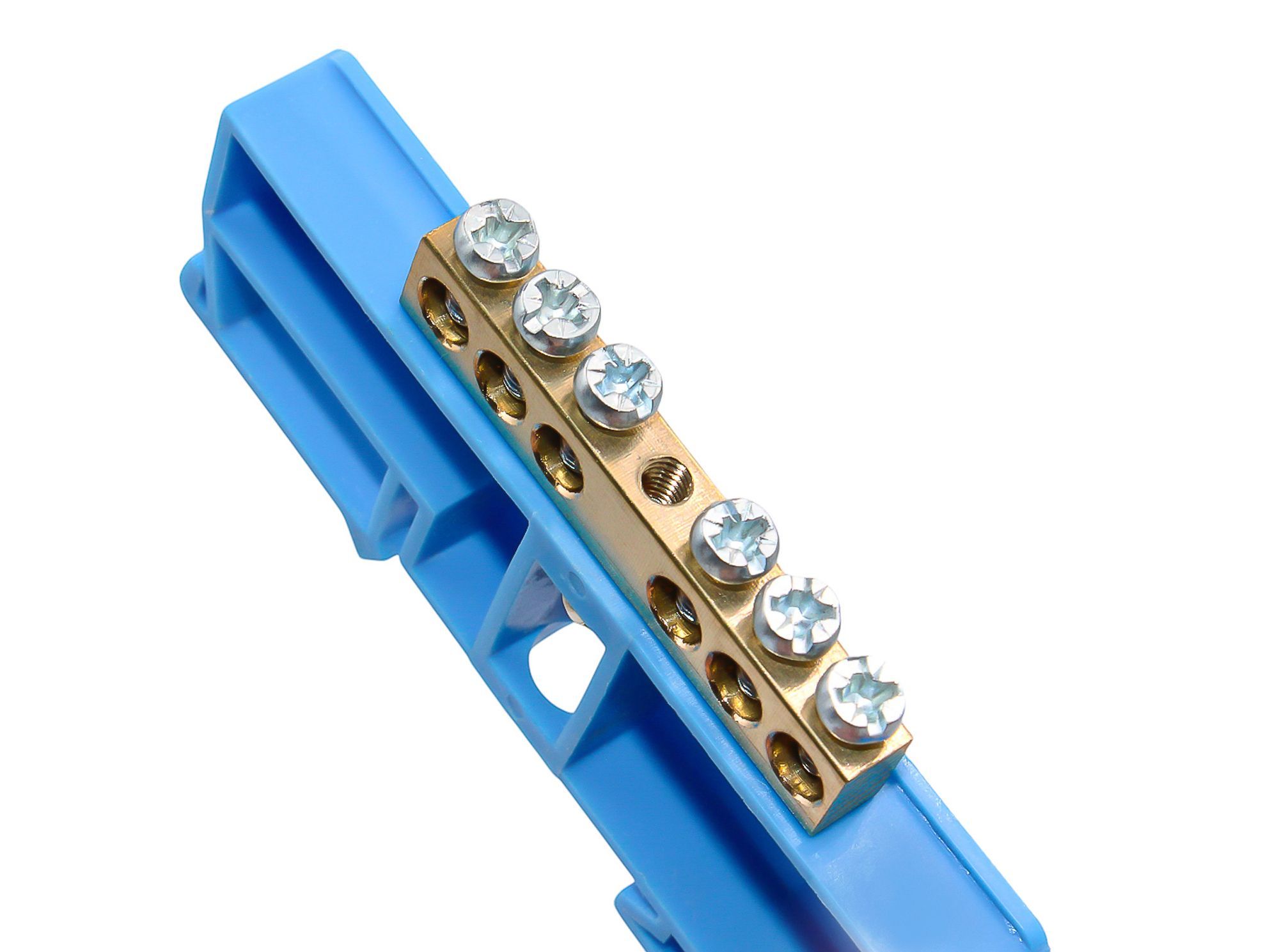 Шина N "ноль" на DIN-изоляторе СИНИЙ 6х9-6 DEKRON - Фото 4